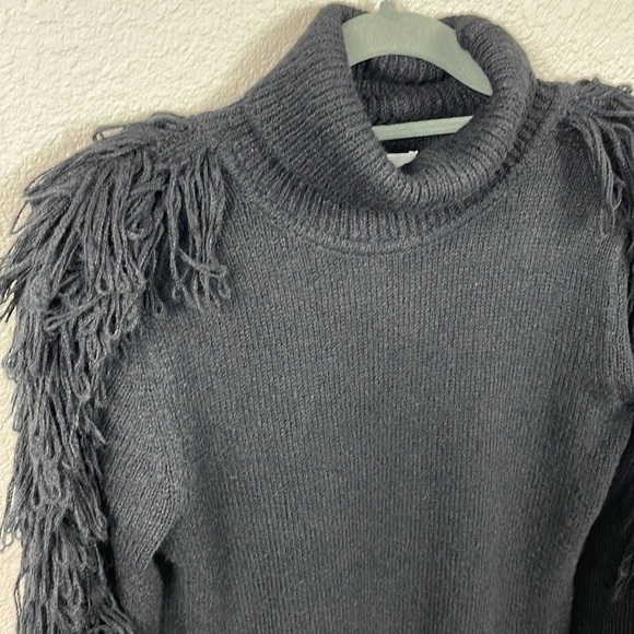 NWT Milly Rowe Fringe Sleeve Sweater Dress Mini Bodycon Turtleneck Sz P - Picture 6 of 14